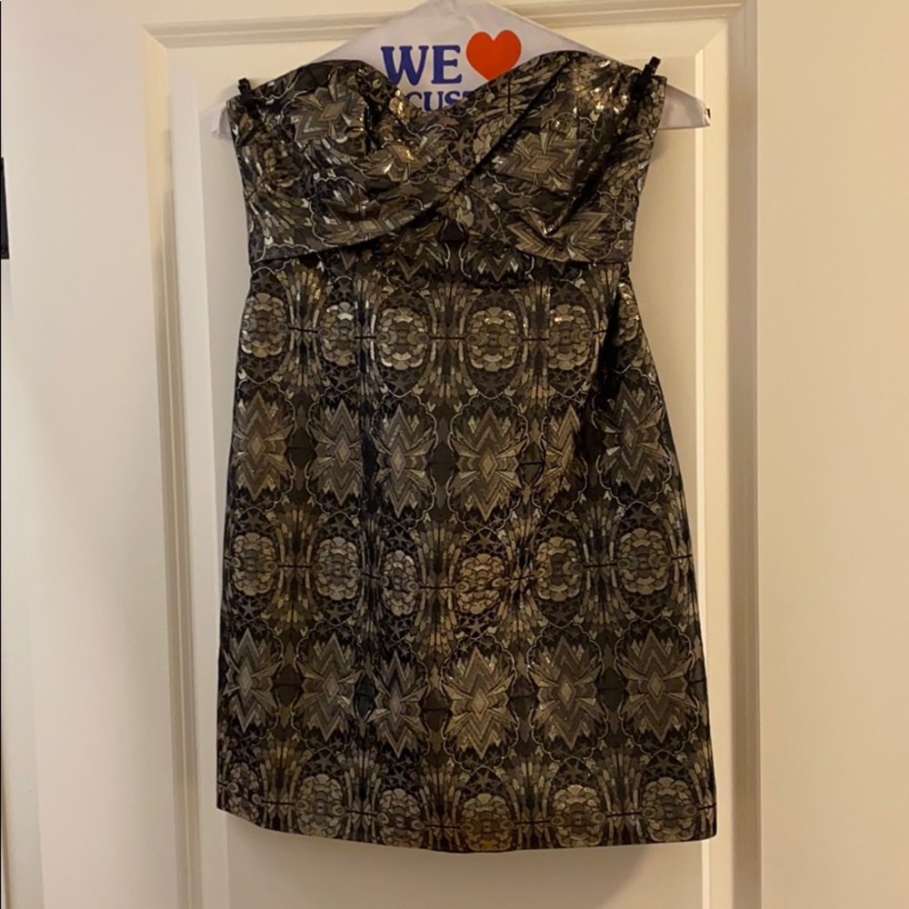 Nicole Miller strapless brocade minidress sz 0